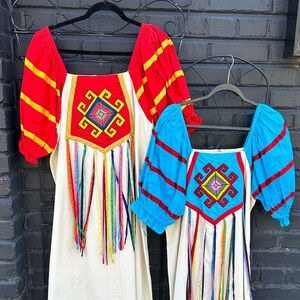 PAIR vIntage Festival Embroidered handmade party/celebration/MIDI Dresses